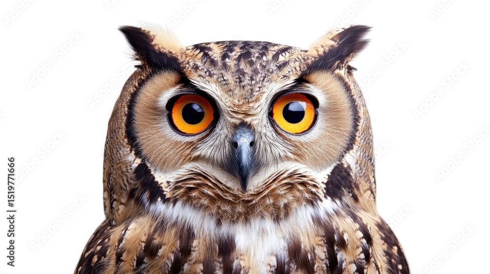 Fototapeta premium Majestic owl observing its surroundings in a minimalist studio setting wildlife photography close-up view nature concept
