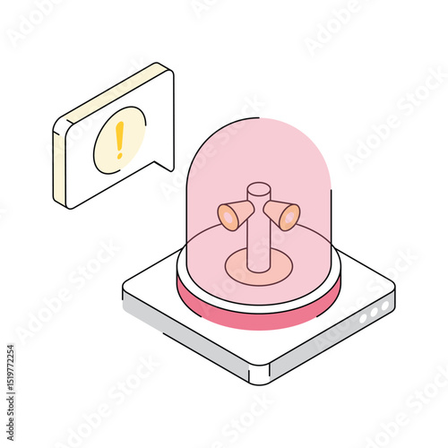 An isometric icon illustrating a siren alert security system