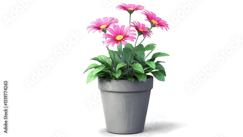 Wallpaper Mural Pink flowers in a dark gray pot. Torontodigital.ca