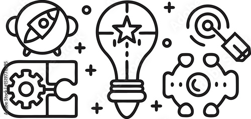 A set of vector icons for design, featuring religious symbols, business concepts, and nautical illustrations