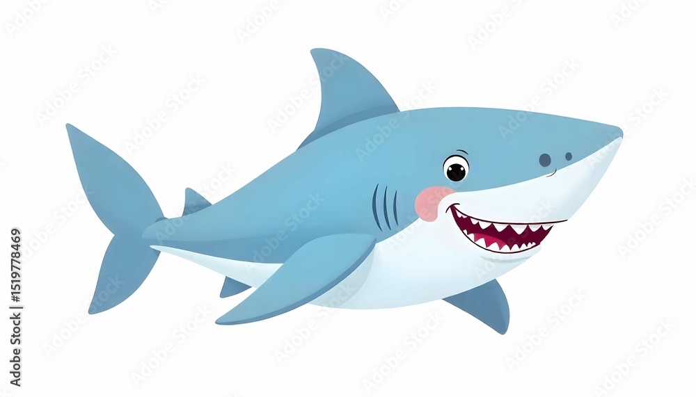 Fototapeta premium Playful Cartoon Shark
