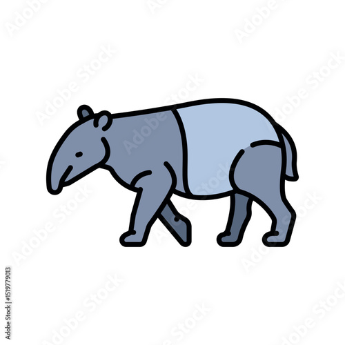 tapir color line icon for digital and print projects. South american animals.