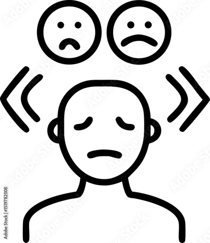 depression vector outline icon on white or transparent background	