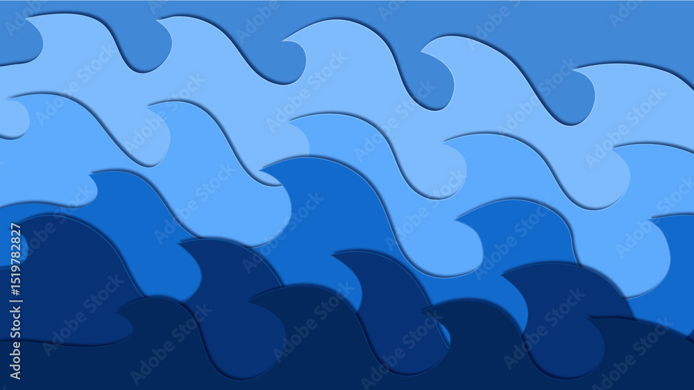 Obraz premium Blue water ocean ripple paper cut effect background. Concept of representing world water day, world oceans day, world environment day and summer beach waves