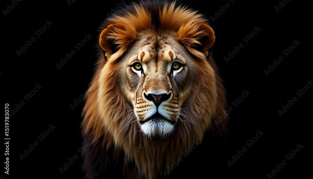 Fototapeta premium Lion Portrait on Black Background