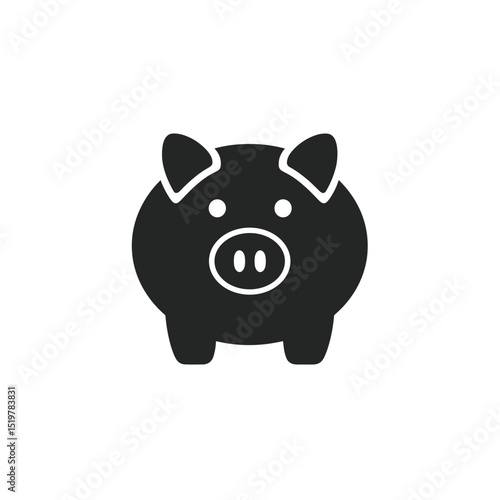 Minimal black piggy bank icon on transparent background
