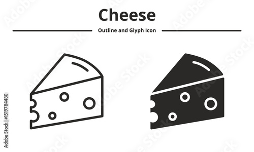 cheese icon with outline and glyph style