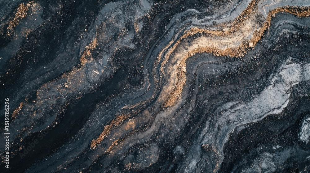 Abstract Aerial View of Dark Swirling Patterns resembling Marble Abstract Aerial View of Dark Swirling Patterns resembling Marble