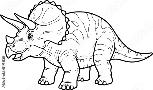 Funny cartoon dinosaur vector illustration with wild animal characters