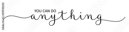 фотографія YOU CAN DO ANYTHING black brush calligraphy banner on transparent background