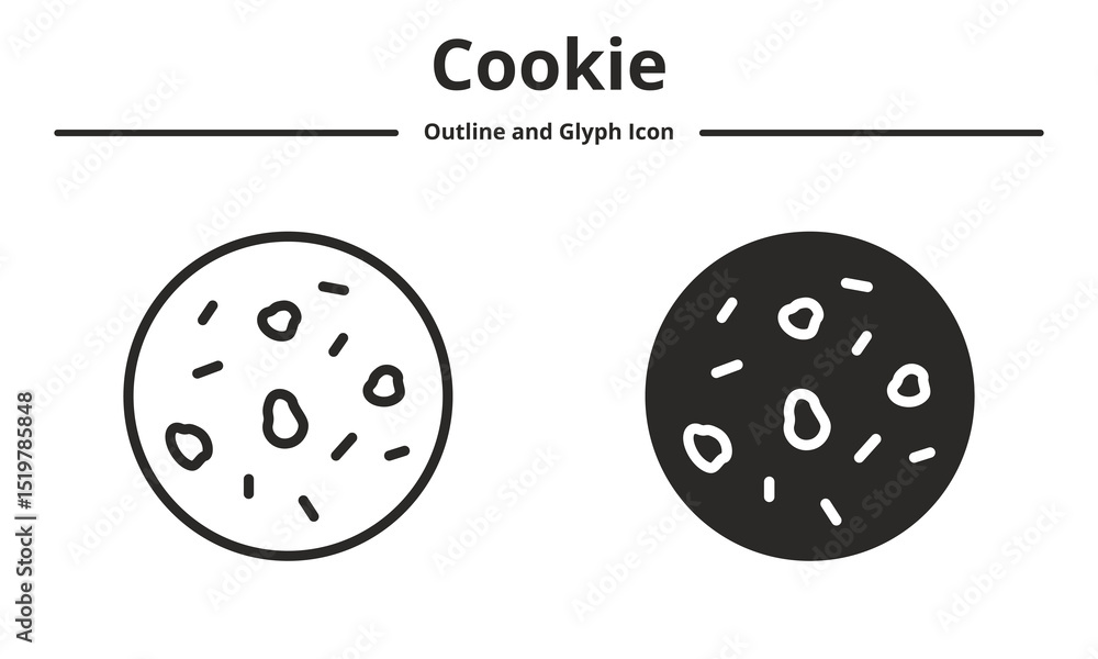Fototapeta premium cookie icon with outline and glyph style