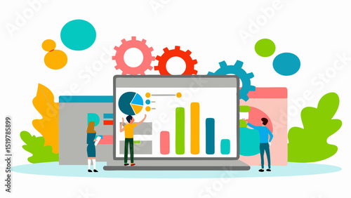 Analyzing Data Team s insights on pie charts and growth bars enhancing operational efficiencies in a modern