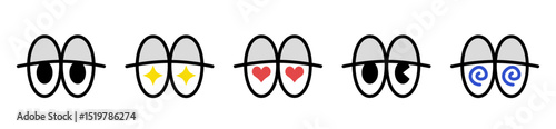 Facial Expression Icon Set | Confused, Wink, Happy, In Love | Simple Line Comic Style