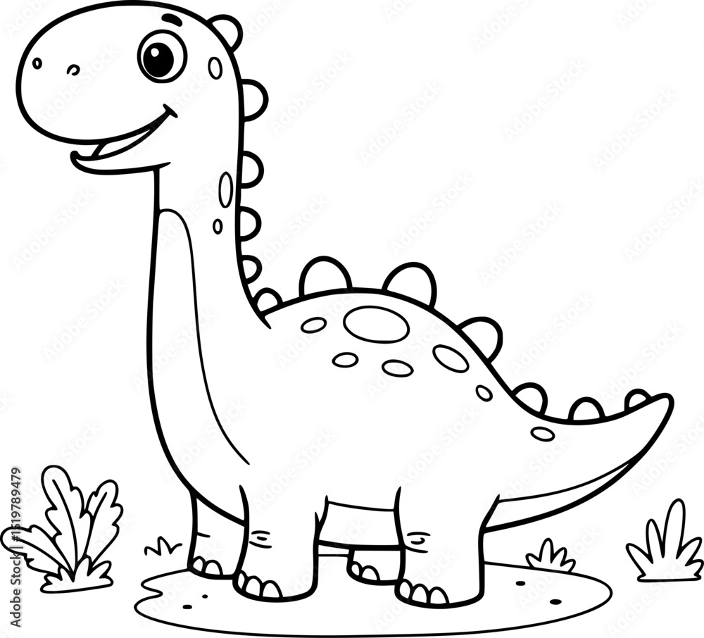 Fototapeta premium Funny cartoon Brontosaurus vector illustration