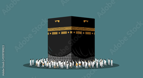 Muslims praying at the Kaaba in Mecca