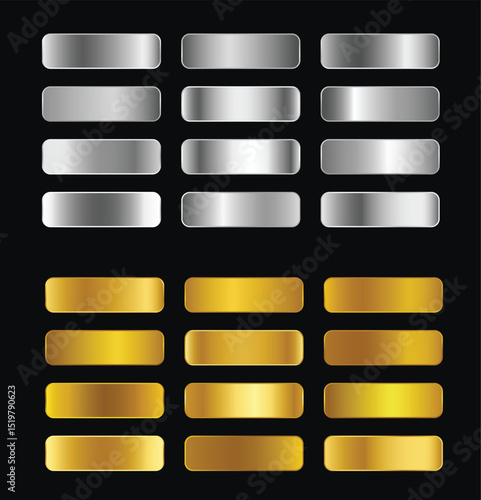 set of gold buttons with black and white