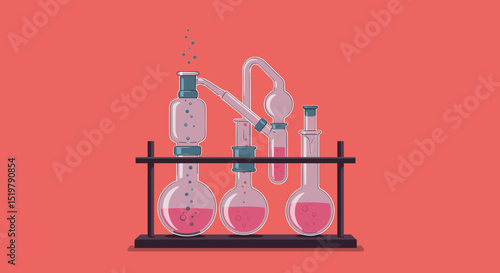 Science lab experiment chemistry scientific flasks apparatus