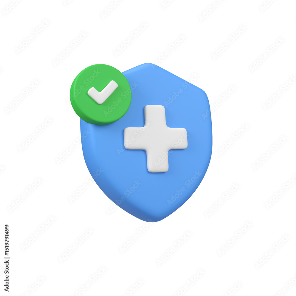 Fototapeta premium Health Insurance and Medical Protection isolated 3d render icon illustration