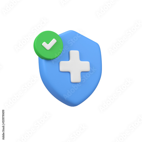 Health Insurance and Medical Protection isolated 3d render icon illustration