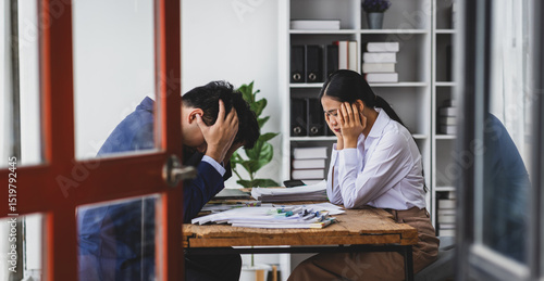 Slika na platnu Business people feeling stressed and frustrated from work in office