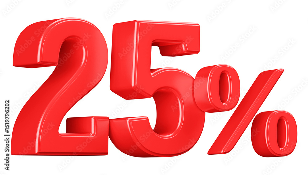 3D Red 25 Percent Off Discount Number Sale 3D Red 25 Percent Off Discount Number Sale