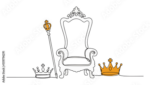 royal throne with crowns and scepter illustration