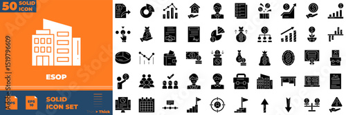 Esop Solid Editable Icons set. Vector illustration in modern thin solid style of esop icons: money, business, payment, etc