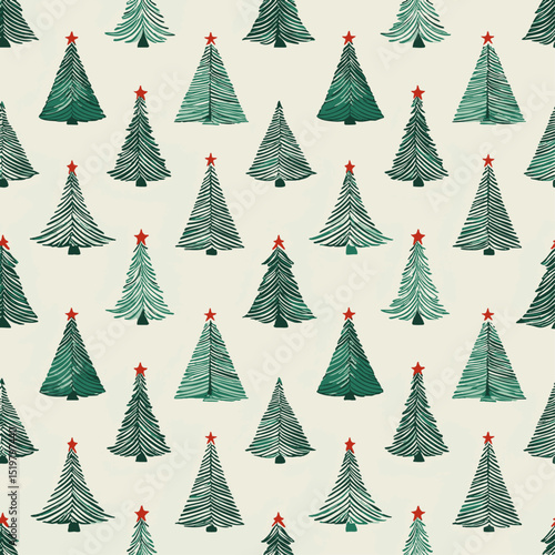 simple illustration on white background; isolated christmas trees; repeating pattern