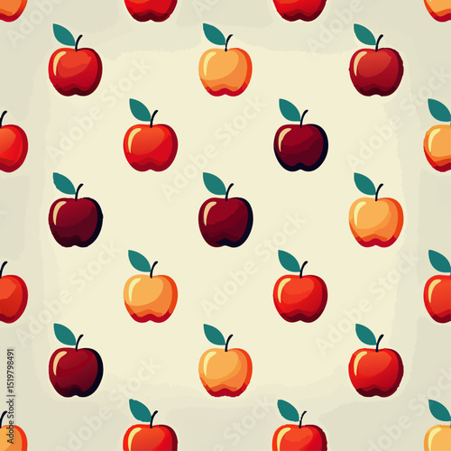 simple illustration on white background; isolated apples; repeating pattern