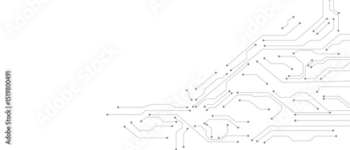 Technology black circuit diagram concept. High-tech circuit board connection system.Vector abstract technology on a white background.