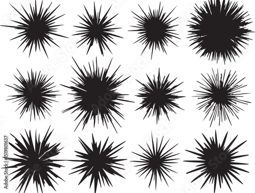 Black Bursting Star Shapes Vector Illustration | Abstract Exploding Starburst Design Elements | Graphic Resources for Designers