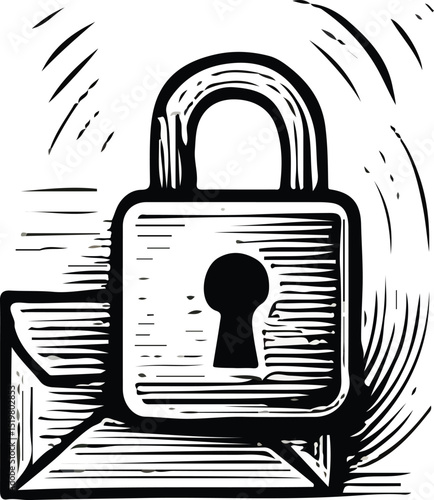 Locked envelope sketch symbolizing secure email communication and spam protection