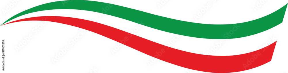  Italian Flag Tricolor Rainbow Curvy Design Wavy Green White and Red Stripe Abstract Swoosh Design Dynamic Green White and Red Flowing Lines Made in Italy