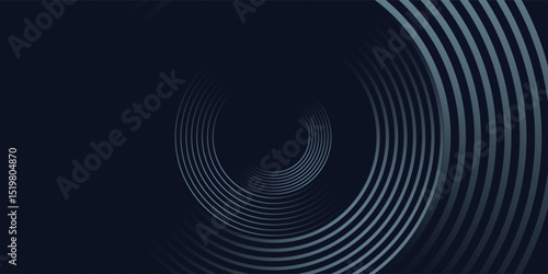 Blue abstract background with glowing circles. Swirl circular lines pattern. Geometric spiral. Twirl element. Modern graphic design. Futuristic technology concept. Vector illustration.