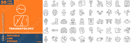 Traumatology Line Editable Icons set. Vector illustration in modern thin line style of traumatology icons: medical, hospital, surgery, etc