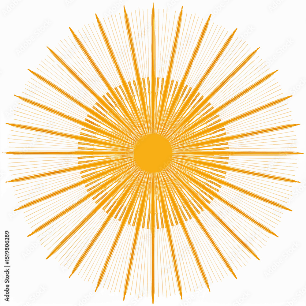 Fototapeta premium simple illustration on white background; isolated sunbeams