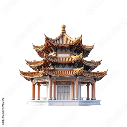 Wallpaper Mural Traditional chinese pagoda architecture design 3d on transparent background art Torontodigital.ca