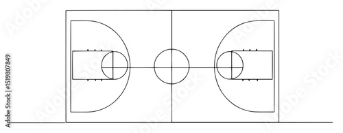 basketball court monoline icon top view