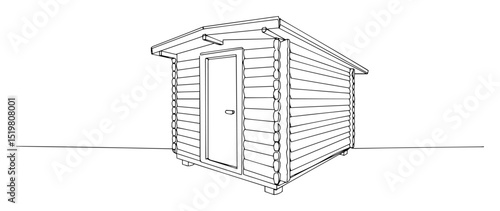 wooden shed monoline icon garden structure