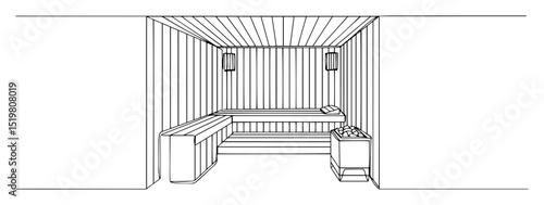 interior sauna monoline icon wellness room