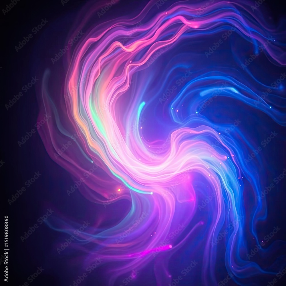 Fototapeta premium Swirling, vibrant neon light streams create an ethereal, abstract vortex