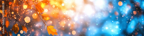 Blurred out fall seasonal abstract nature banner with copy space