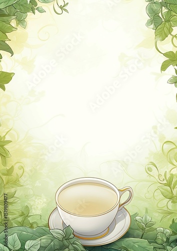 Serene Herbal Tea A Refreshing Cup in a Verdant Setting, Perfect for Relaxation and Tranquility