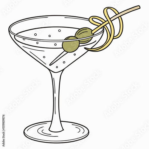 martini glass with olives vector