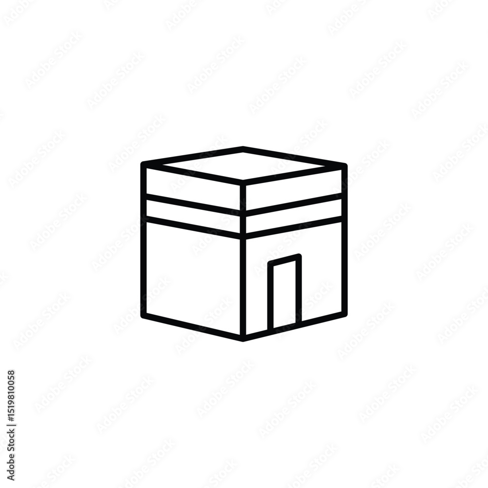 Line art icon depicting the Kaaba, Islam's holiest site in Mecca. Line art icon depicting the Kaaba, Islam's holiest site in Mecca.