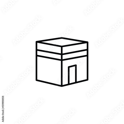 Line art icon depicting the Kaaba, Islam's holiest site in Mecca.