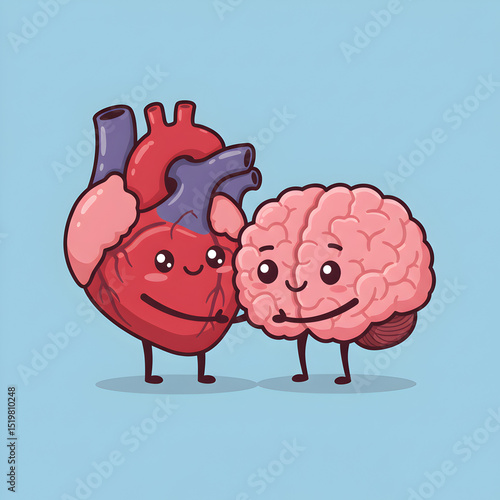 Cute Pixel Art: Heart & Brain Teamwork – Mind & Body Connection