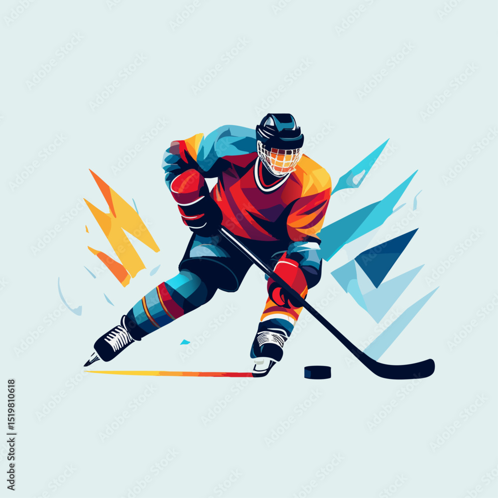 Obraz premium playing hockey; illustration, company logo; mosaic