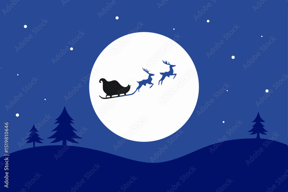 Fototapeta premium vector illustration of a christmas night