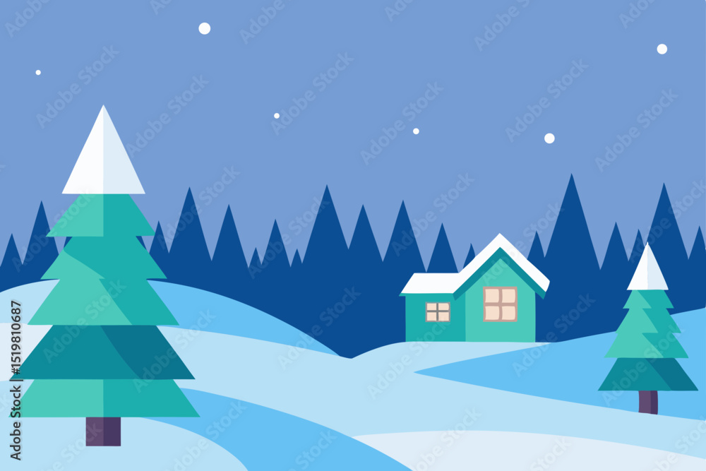 Fototapeta premium winter landscape with houses